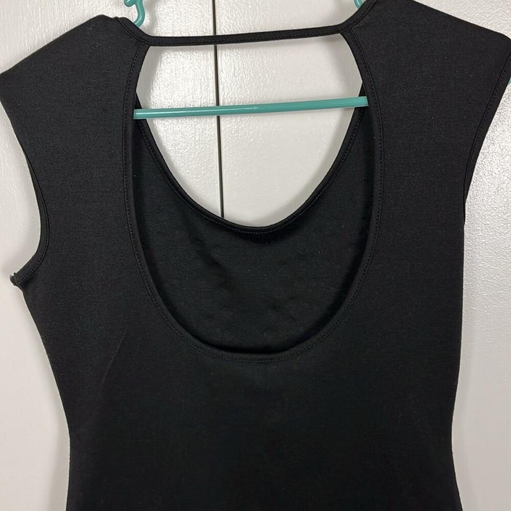 Symphony Knit Black Dress with Gold Metallic Dots Size Large Short Sleeveless - Picture 7 of 9